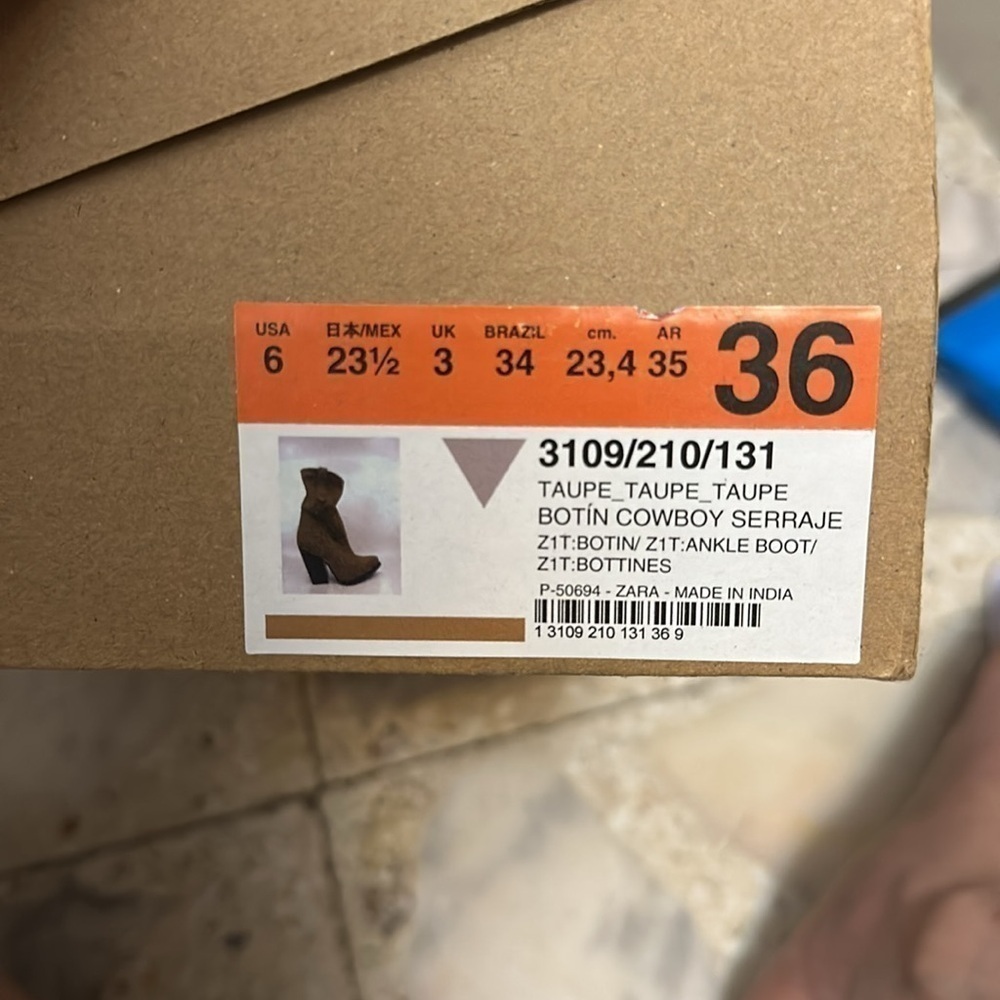 ZARA Cowboy Suede Ankle boots 3109/210 - Picture 14 of 14